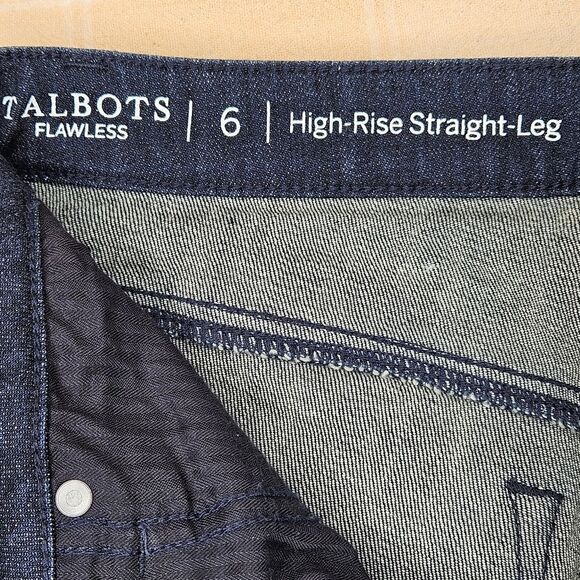 Talbots Flawless Stretch High Rise Straight Leg Side Beaded Dark Demin Jeans - Picture 8 of 13